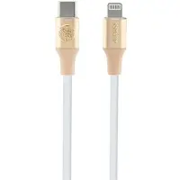 GUESS USB-C-/Lightning-kabel med präglad logotyp, 1,5 m, snabbladdning – guld