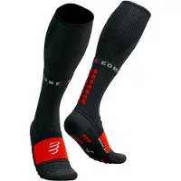Compressport - Trail running kläder - Full Socks Winter Run Black/High Risk Red för UnisexUll - Storlek 35-38 - Svart