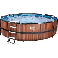 Exit Wood Pool ø 450x122cm med filterpump brun