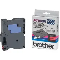 Brother TX-431 | svart text - röd märkband | 12mm x 15m (original)