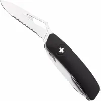 Swiza SH09 TR AM, KST.0136.1010, Black, Swiss pocket knife, partially serrated, 9 tools
