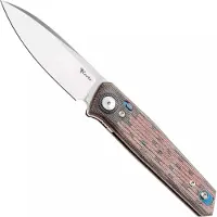 Reate PL-6 Satin Nitro-V, Red Black Micarta, pocket knife