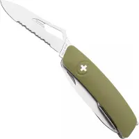 Swiza SH09 TR AM, KST.0136.1050, Olive, Swiss pocket knife, partially serrated, 9 tools