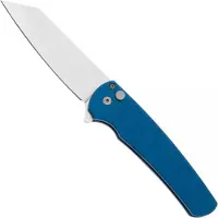 Pro-Tech Malibu 5405-BLUE, Stonewashed CPM MagnaCut, Reverse Tanto, Blue Textured Aluminum pocket knife