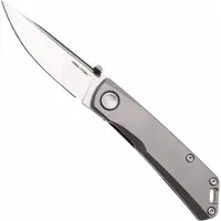 Real Steel Luna Boost 7071-2 Satin N690, Grey Titanium, pocket knife, Poltergeist design