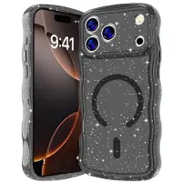 Mtp Products iPhone 17 Pro Max Wave-Edge Laser Glitter MagSafe-Skal - genomskinlig svart