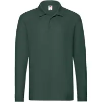 Fruit Of The Loom Polo shirt med lång ärm för män Premium (Skogsgrön)