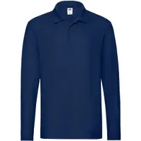 Fruit Of The Loom Polo shirt med lång ärm för män Premium (Marinblått)