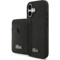 Lacoste iPhone 17 Iconic Petit Pique MagSafe-skal och magnetisk korthållare - Svart