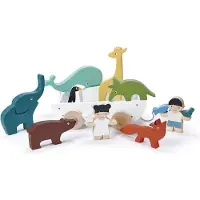 Tender Leaf Toys Träbåt med djur der kan dras