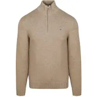 Gant för män. 8030170 Avslappnad beige bomullströja med halvdragkedja (L), Casual