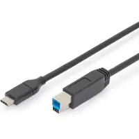Digitus USB-kabel USB 3.2 Gen1 USB-C-kontakt, USB-B kontakt 1.80 m Svart dubbelt skärmad AK-300149-018-S