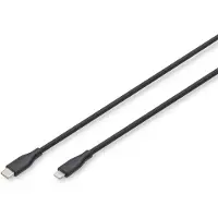 Digitus USB-kabel USB 2.0 Apple Lightning kontakt , USB-C-kontakt 1.00 m Svart Flexibel, Högflexibel, med USB, Silikon, Utmärkta åldringsegenskaper, Flexibel