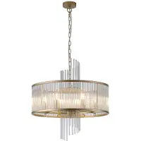 Searchlight Glas pendellampa Lara, dimbar, Mässing / guld, Vardagsrum / matsal, Glas, Pendellampa