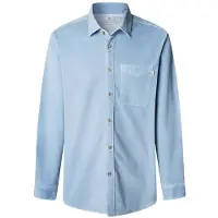 Pepe Jeans för män. PM3090844 Clayton blå skjorta (L), Casual, Bomull, Lång ärm