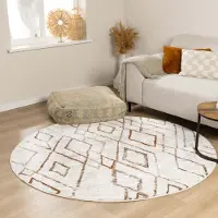 FRAAI Rund fluffig matta | Blend Diamond terrakotta | Ø 200 cm | Polypropen | Asymmetrisk | Rund | Hög lugg