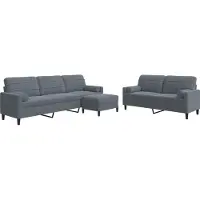vidaXL Soffgrupp med dynor och bolster 3 delar mörkgrå sammet