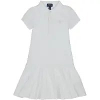 Ralph Lauren för flickor. 313624740003 Poloklänning i vit stretchpiké ((S) 7años= 130/134cm), Casual, Bomull, barnmode