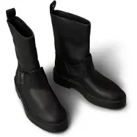 Calvin Klein Leather Stacked Heel Biker Boots