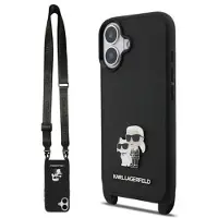Karl Lagerfeld iPhone 17 Saffiano Crossbody Metal Karl & Choupette Skal - Svart