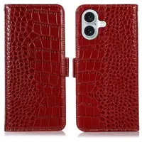 Mtp Products iPhone 17 Crocodile Serie Läder Plånboksfodral med RFID - Röd