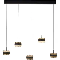 Paul Neuhaus Pendellampa Falling Rings, dimbar, Svart, Vardagsrum / matsal, Metall, Modern