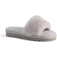 Aus Wooli Australia Dam fårskinn Fluff Slide Tofflor Grå