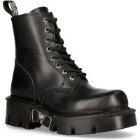 New rock Unisex Svarta Gothic Militär Biker Boots - MILI084N-S3