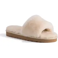 Aus Wooli Australia Dam fårskinn fluff Slide tofflor Cream