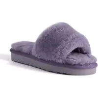 Aus Wooli Australia Dam fårskinn fluff glidtofflor lila