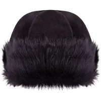 Infinity Leather BLACK 100% fårskinn Shearling läder Toscana päls Beanie rund bucket hatt