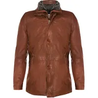 Infinity Leather Removable Collar Mid Length Warm Jacket