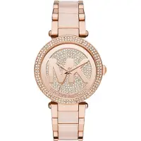 Michael Kors MK6176 Parker Kristall Pave Logotypurtavla Damklocka 39mm 39mm stark rosa