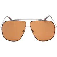 GUESS Brown Lens Shiny Light Ruthenium Silver Solglasögon