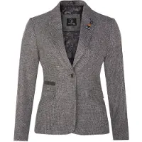TruClothing Dam Tweed 1920-tal Fiskbensmönstrad Grå Blazer