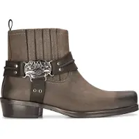 Infinity Leather Läder Cowboy Ankle Boots Brown Biker Western Square Toe Hunting Boot för herrar