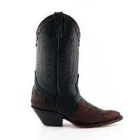 Grinders Unisex Cowboystövlar i svart/burgunderfärgat läder-Arizona