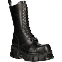 New rock Unisex Metallic Black Techno Biker Boots - M-MILI211C-C1