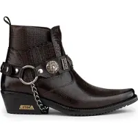 Infinity Leather Winklepicker Western Gothic Boots i brunt läder för män