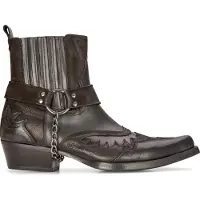 Infinity Leather Herrar Läder Cowboy Ankelstövlar Svart Brun Cuban Biker Winklepicker Western