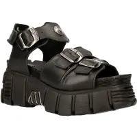 New rock Unisex Metallic Black Punk Sandal Boots- M-BIOS101-C2