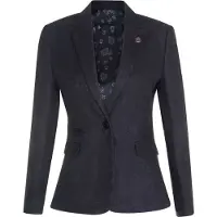 TruClothing Dam Tweed Fiskbensmönstrad Svart Ull 1920-tals Blazer