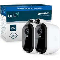 Arlo Essential 3 XL - Nätverksövervakningskamera - inomhusbruk, utomhusbruk - vädertålig - färg (Dag&Natt) - 4 MP - 2560 x 1440 - ljud - trådlös - Wi-Fi - 2.4GHz radio, 5GHz radio (paket om 2)