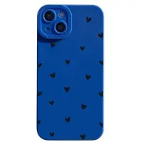 Mtp Products iPhone 14 Plus Hjärtmönster Slim TPU-Skal - Blå / Svart