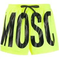 Moschino Brand Print Logo Highlighter Yellow Korta Badshorts