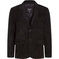 Infinity Leather Herr Svart Slim Goat Mocka Italiensk Blazer Jacka-Somero