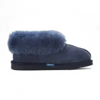 Infinity Leather Dam fårskinnsmockans ankel marinblå slip-on stövlar vinter - Glacier