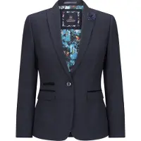 TruClothing Damskräddarsydd jacka i tweed marinblå rutig kavaj i ull