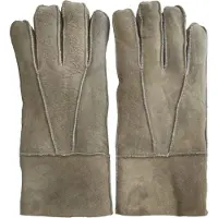 Infinity Leather Unisex Stone Sheepskin Suede Gloves with Roll Up/Down Cuff