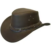 Infinity Leather Cowboy Outback Aussie Bush Hat i äkta läder
